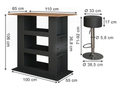 Set de mesa de bar oro power roble/antracita 110x65x106 repose