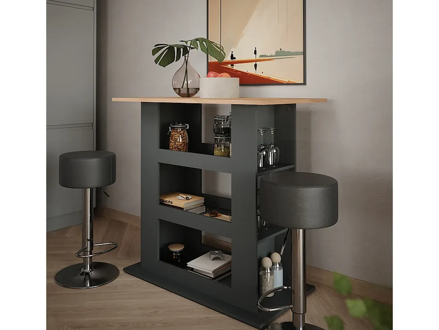 Set de mesa de bar oro power roble/antracita 110x65x106 repose