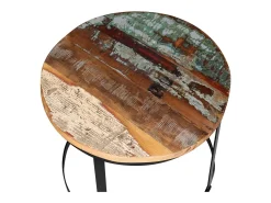 Set de mesa de centro 2 unidades redondo madera reciclada 40 cm/50cm