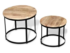 Set de mesa de centro redondas 2 unidades madera de mango 40/50 cm