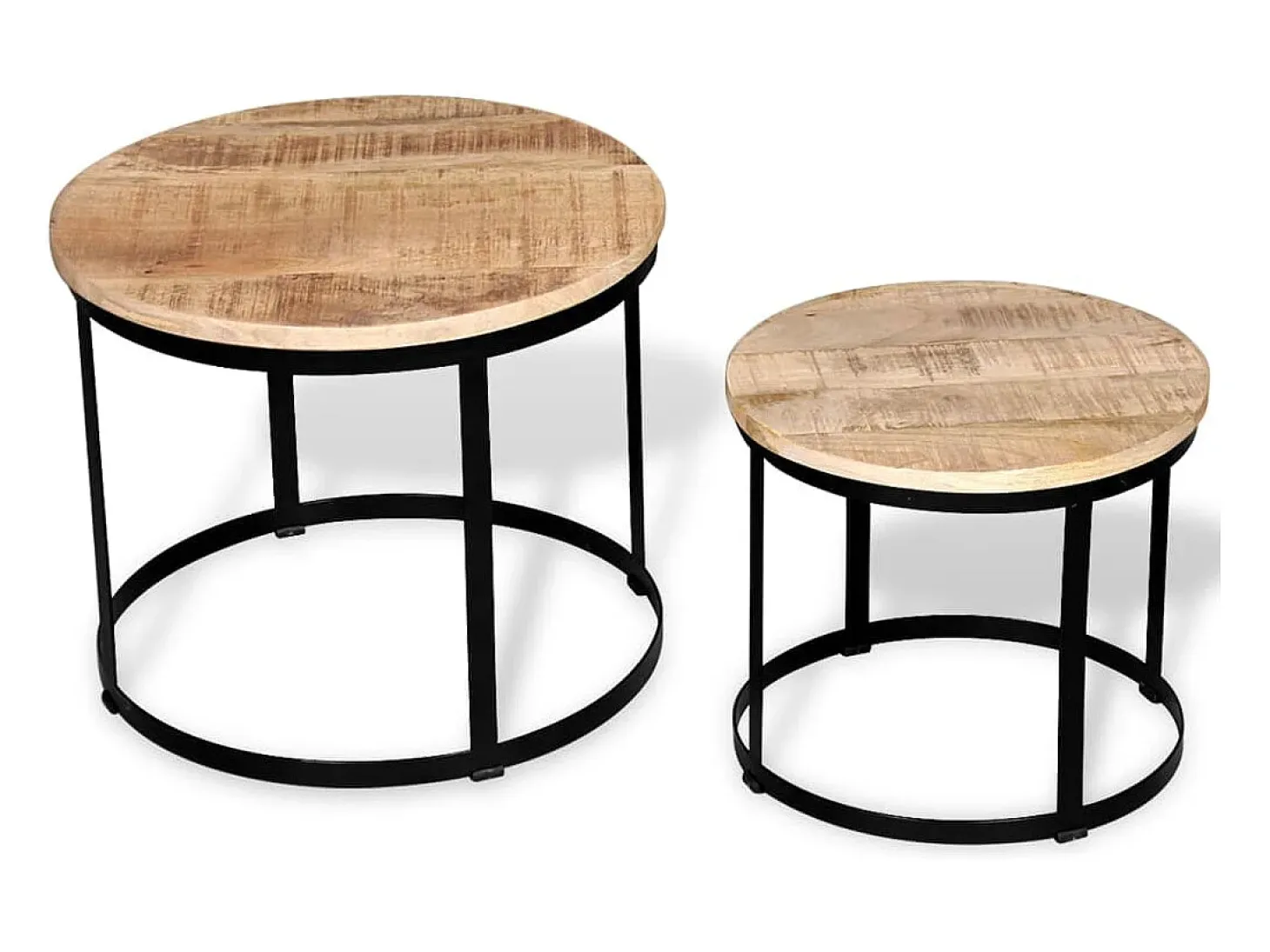Set de mesa de centro redondas 2 unidades madera de mango 40/50 cm