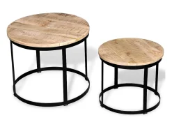 Set de mesa de centro redondas 2 unidades madera de mango 40/50 cm