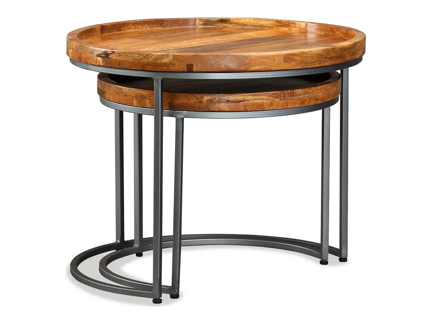 Set de mesas auxiliares 2 uds madera maciza de mango