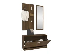 Set de mueble zapatero 3 en 1 madera contrachapada marrón roble ES112708