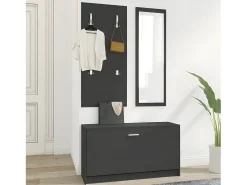 Set de mueble zapatero 3 en 1 madera contrachapada negro ES468969