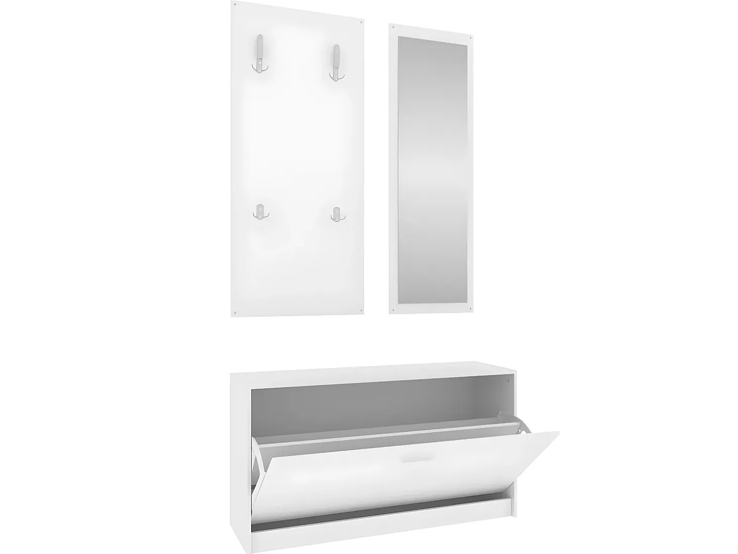 Set de mueble zapatero 3 en 1 madera contrachapada blanco ES208921