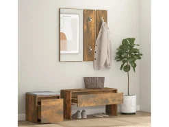 Set de muebles de recibidor madera contrachapada roble ahumado ES896623