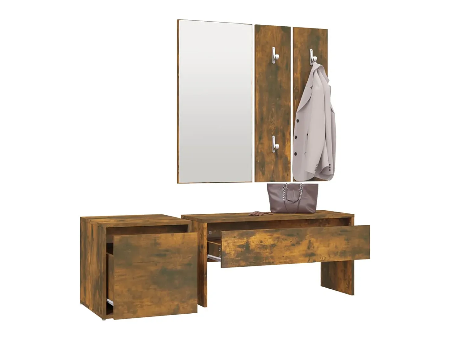 Set de muebles de recibidor madera contrachapada roble ahumado ES896623