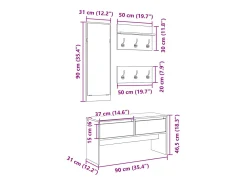 Set de muebles de recibidor 4 piezas madera de ingeniería negro