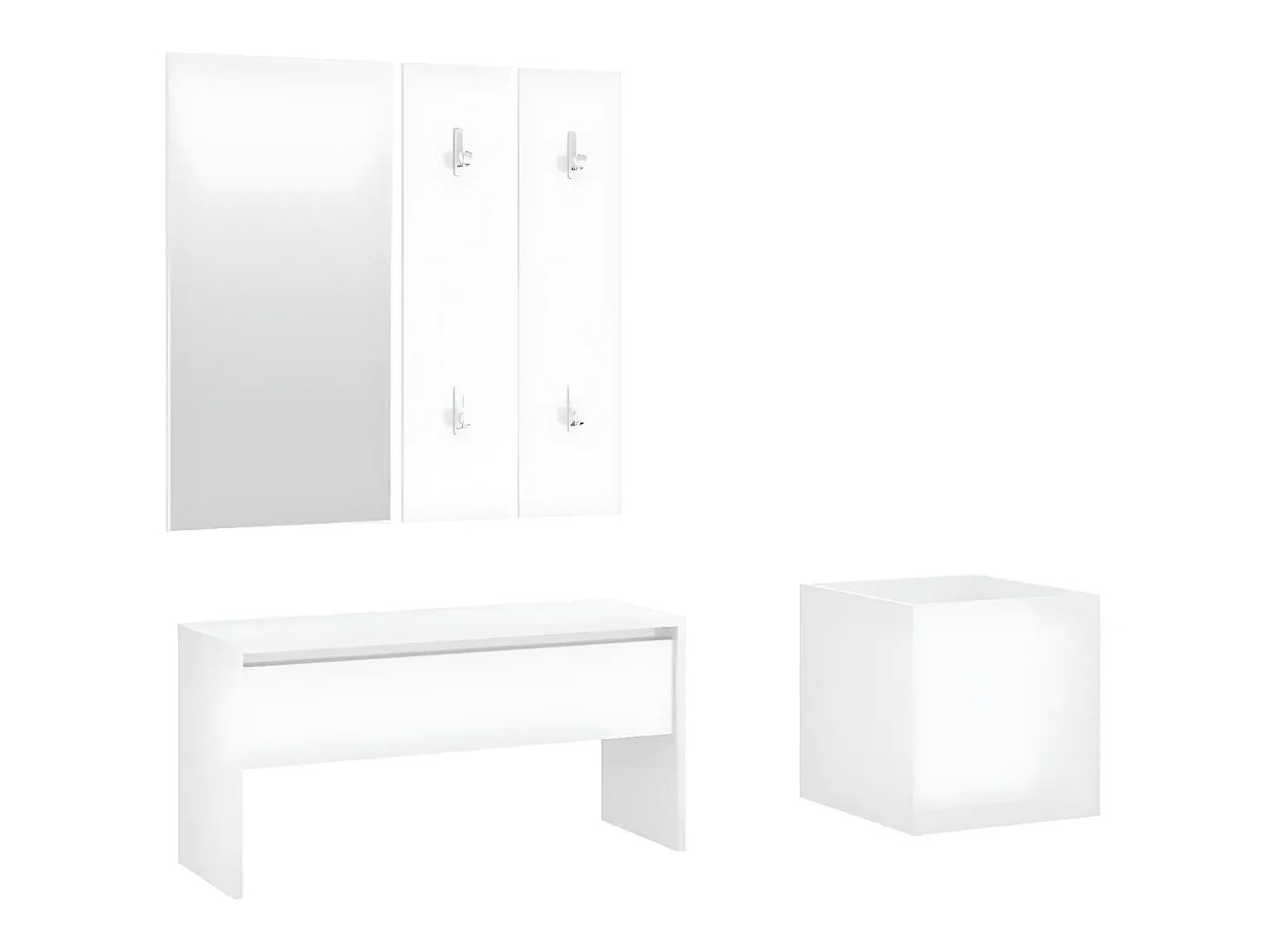Set de muebles de recibidor madera contrachapada blanco brillo ES758370