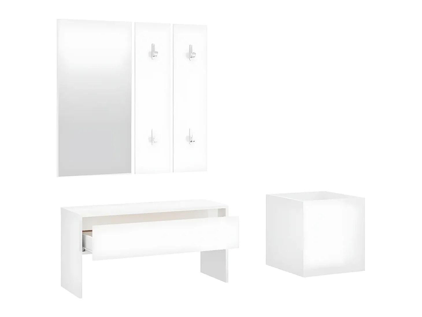 Set de muebles de recibidor madera contrachapada blanco brillo ES758370