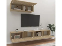 Set de muebles para TV 3 pzas madera contrachapada roble sonoma ES39753