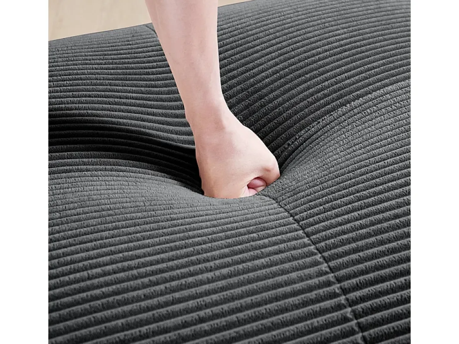 Set de Sofá Modular de Pana Acanalada: Pouf - 92.5x75x44cm - Gris