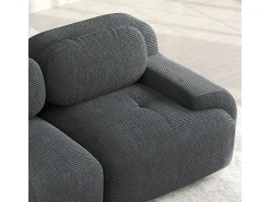 Set de Sofá Modular de Pana Acanalada: Pouf - 92.5x75x44cm - Gris