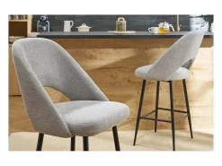 Set de 2 taburetes de cocina efecto aterciopelado texturizado gris 65 cm COSETTE