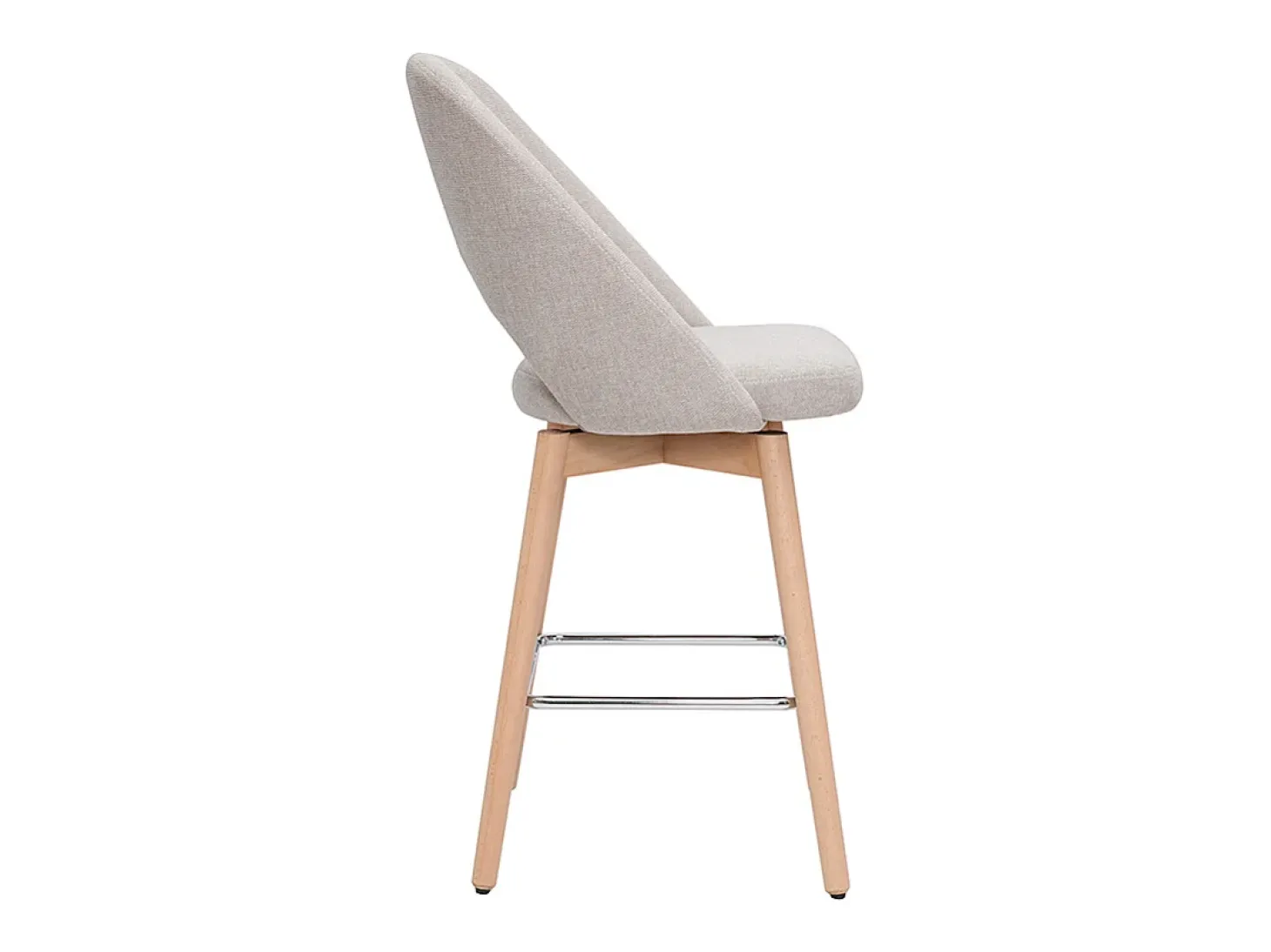 Set de 2 taburetes de cocina nórdicos de tela efecto aterciopelado texturizado beige y madera de caucho maciza 65 cm COSETTE