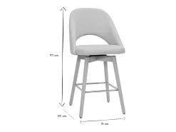 Set de 2 taburetes de cocina nórdicos de tela efecto aterciopelado texturizado beige y madera de caucho maciza 65 cm COSETTE