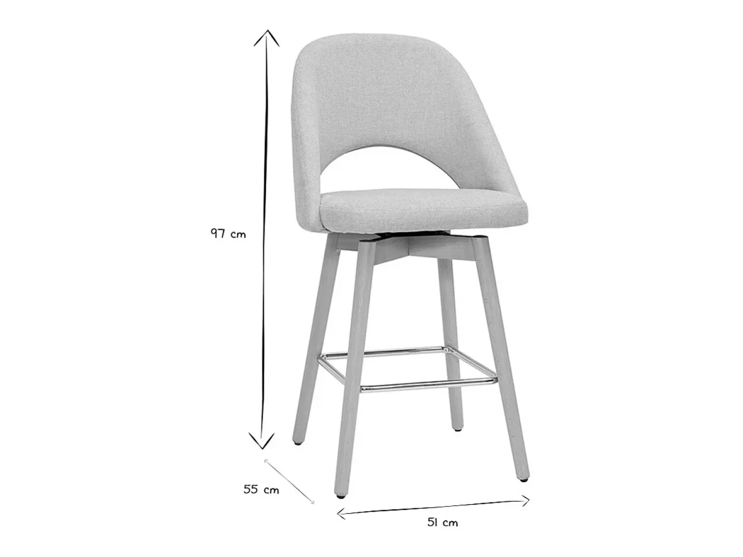 Set de 2 taburetes de cocina nórdicos de tela efecto aterciopelado texturizado beige y madera de caucho maciza 65 cm COSETTE