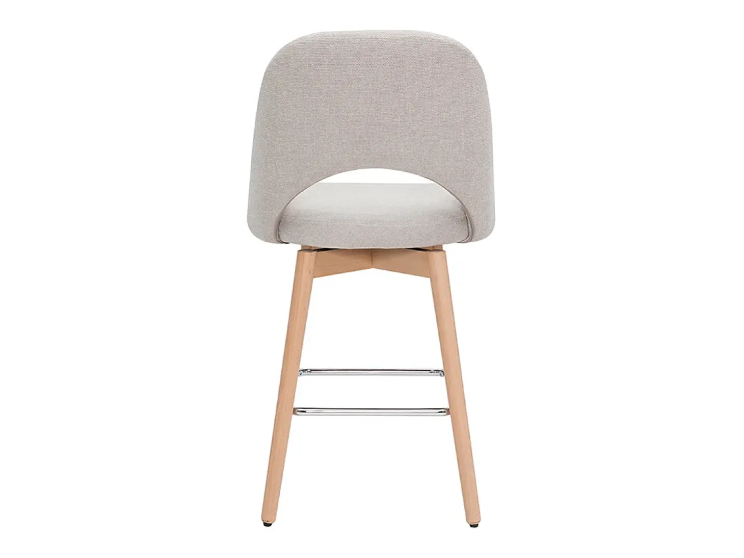 Set de 2 taburetes de cocina nórdicos de tela efecto aterciopelado texturizado beige y madera de caucho maciza 65 cm COSETTE
