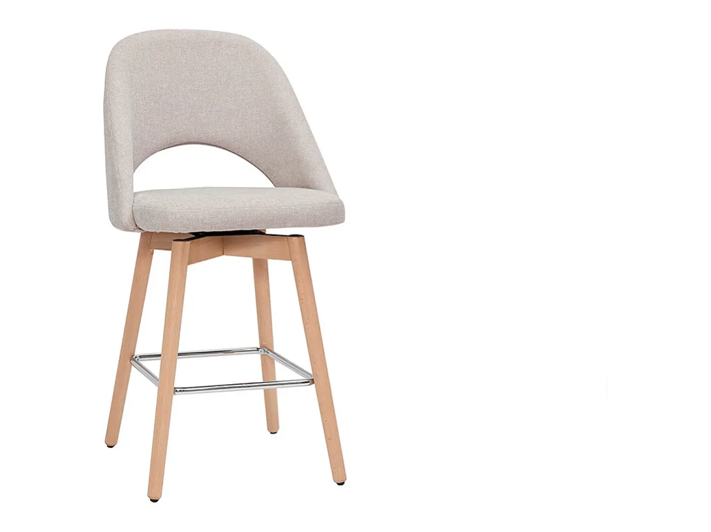 Set de 2 taburetes de cocina nórdicos de tela efecto aterciopelado texturizado beige y madera de caucho maciza 65 cm COSETTE