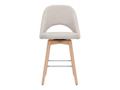 Set de 2 taburetes de cocina nórdicos de tela efecto aterciopelado texturizado beige y madera de caucho maciza 65 cm COSETTE
