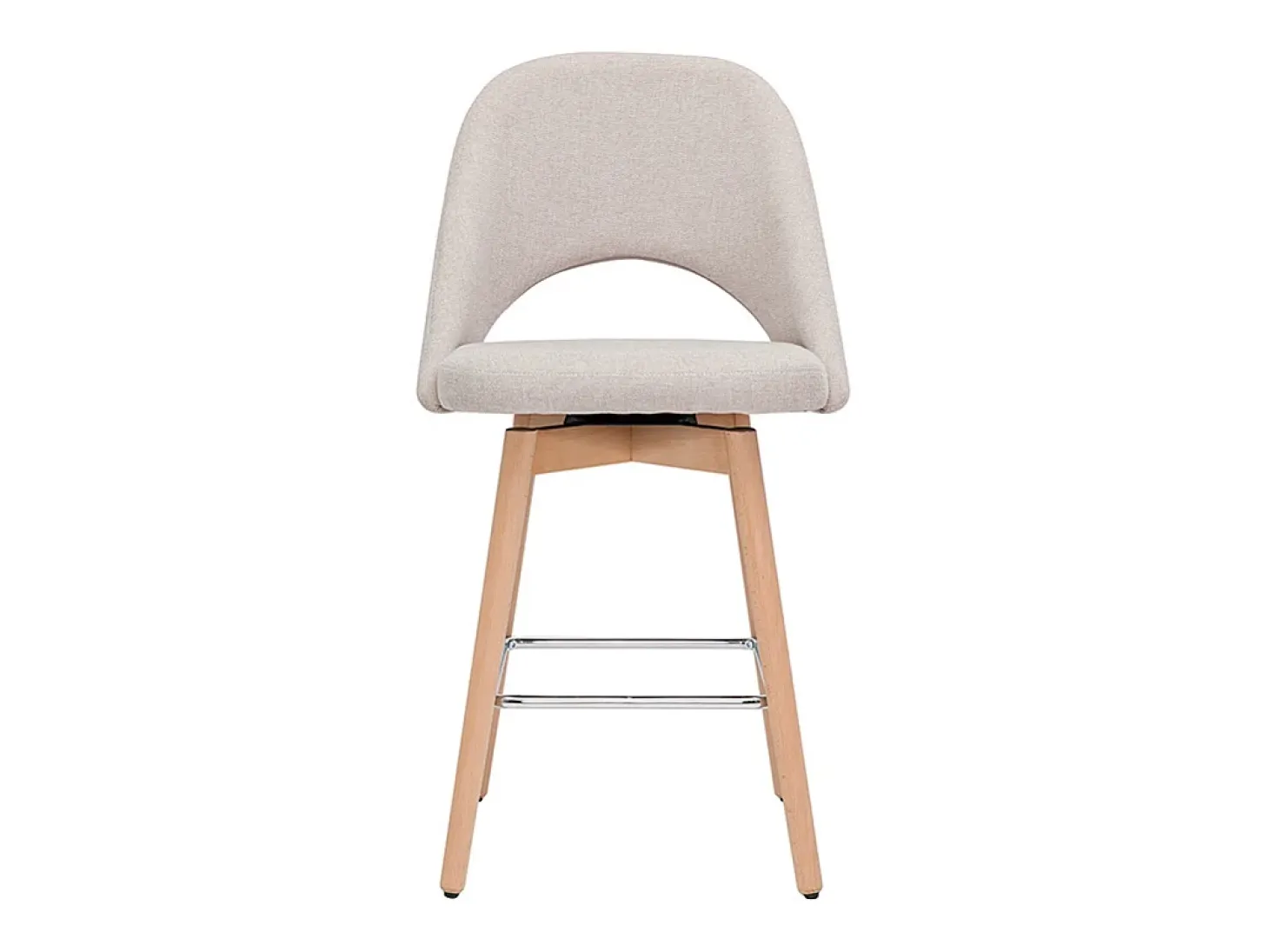 Set de 2 taburetes de cocina nórdicos de tela efecto aterciopelado texturizado beige y madera de caucho maciza 65 cm COSETTE