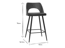 Set de 2 taburetes de cocina de diseño negro y nogal 66,5 cm FALCOM