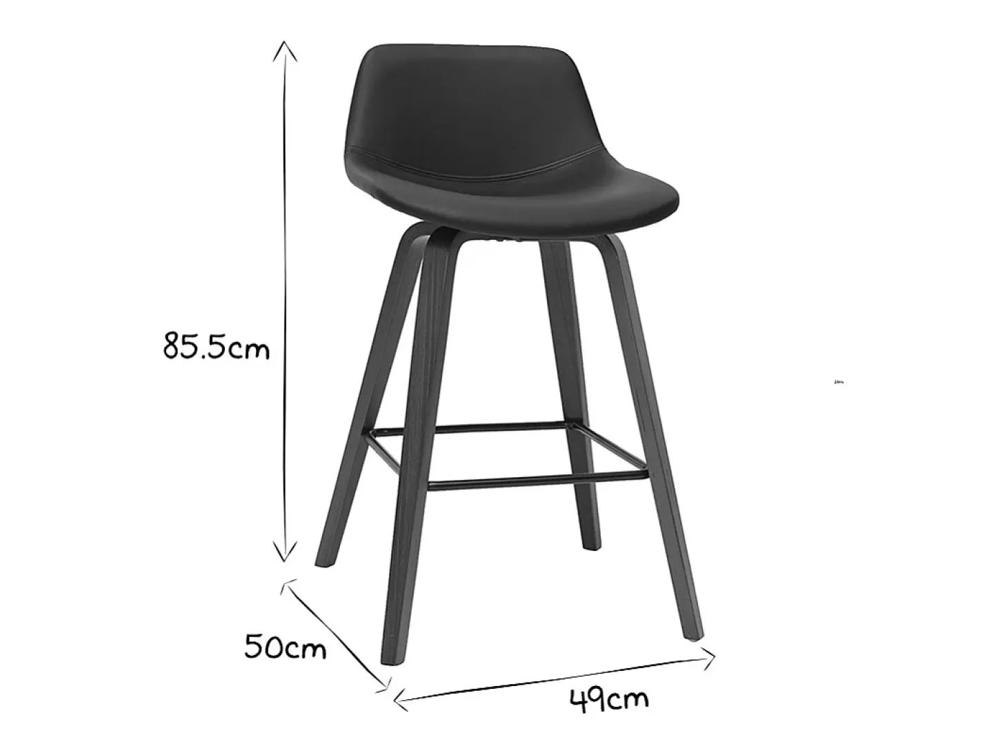 Set de 2 taburetes de cocina de diseño negro y nogal 65 cm NONIE