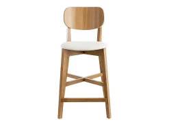 Set de 2 taburetes de cocina de madera de roble y blanco 65 cm LUCIA