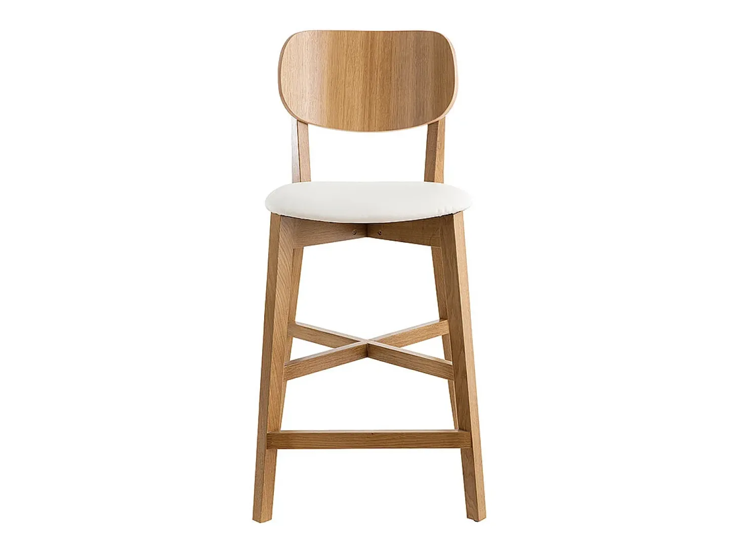 Set de 2 taburetes de cocina de madera de roble y blanco 65 cm LUCIA