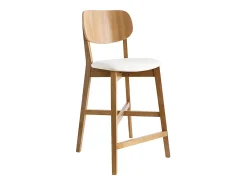Set de 2 taburetes de cocina de madera de roble y blanco 65 cm LUCIA