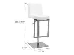 Set de 2 taburetes de cocina regulables blancos con acero cromado KYLE