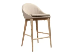 Set de 2 taburetes de cocina nórdicos de tela beige y fresno macizo 66 cm DALIA