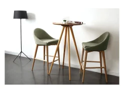 Set de 2 taburetes de cocina nórdicos de tela beige y fresno macizo 66 cm DALIA