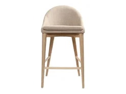 Set de 2 taburetes de cocina nórdicos de tela beige y fresno macizo 66 cm DALIA