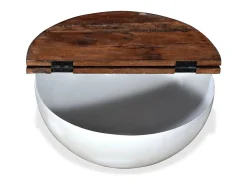Set mesa de centro forma de bol 2 uds madera reciclada blanco