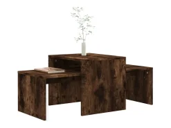 Set mesas centro madera contrachapada roble ahumado 100x48x40cm