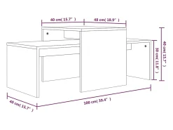 Set mesas centro madera contrachapada roble ahumado 100x48x40cm