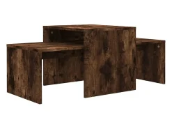 Set mesas centro madera contrachapada roble ahumado 100x48x40cm