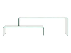 Set mesas de centro 2 pzas vidrio templado 90x30x20/110x30x40cm