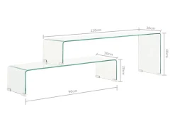 Set mesas de centro 2 pzas vidrio templado 90x30x20/110x30x40cm