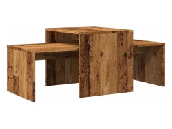 Set mesas de centro madera ingeniería envejecida 100x48x40 cm