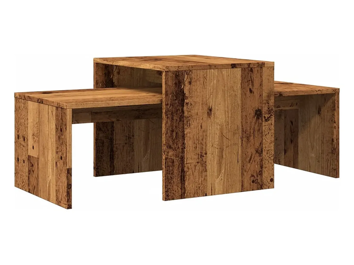 Set mesas de centro madera ingeniería envejecida 100x48x40 cm
