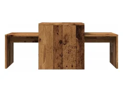 Set mesas de centro madera ingeniería envejecida 100x48x40 cm