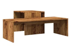 Set mesas de centro madera ingeniería envejecida 100x48x40 cm