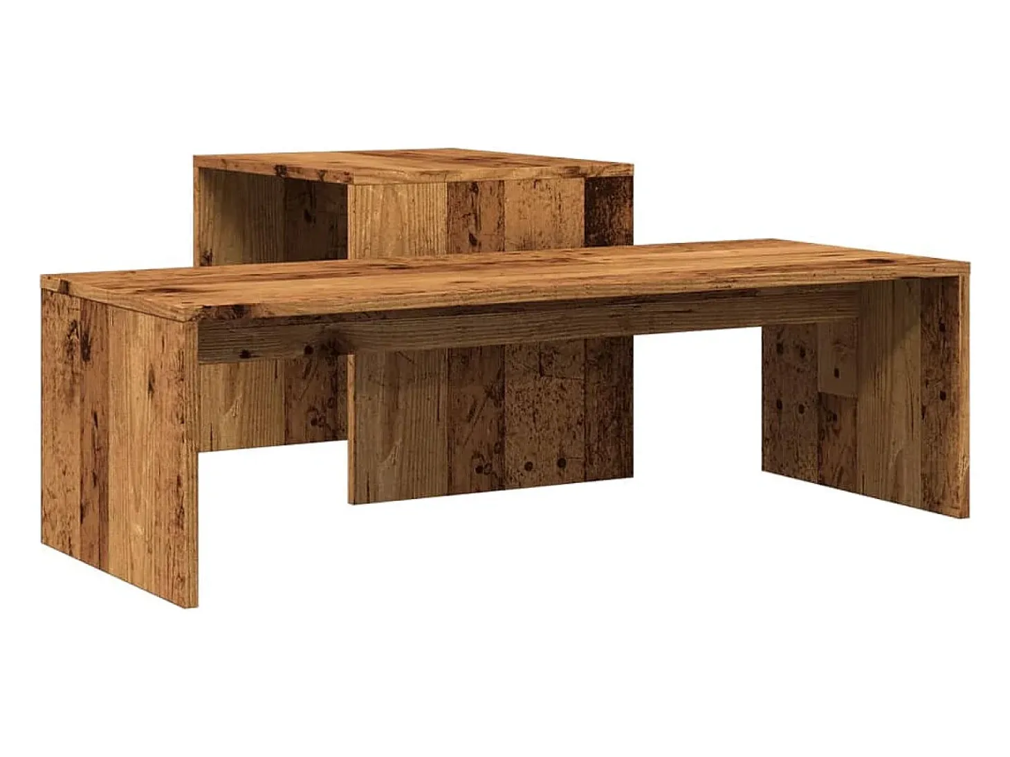 Set mesas de centro madera ingeniería envejecida 100x48x40 cm