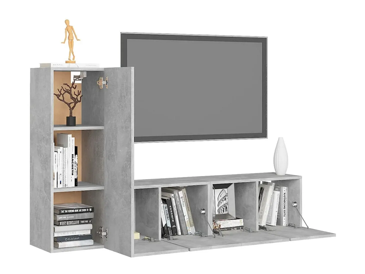 Set Muebles para TV TV 3 pzas madera ingeniería gris hormigón ES50165