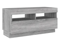 Set muebles TV con LEDs 2 piezas madera contrachapada gris Sonoma