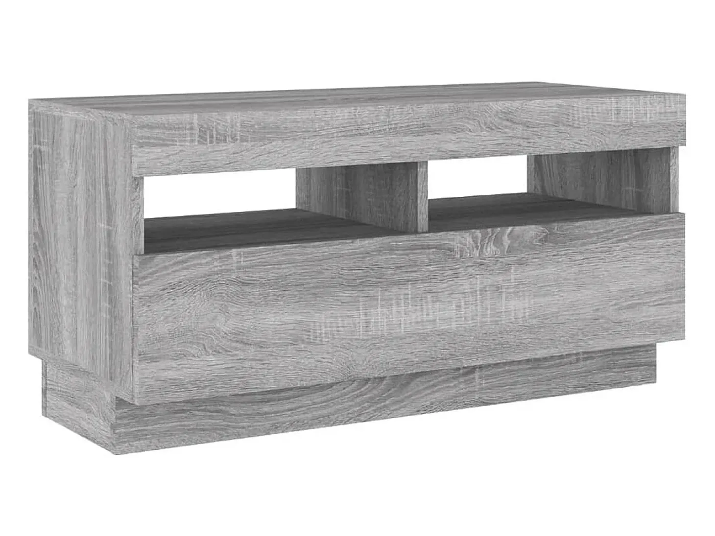 Set muebles TV con LEDs 2 piezas madera contrachapada gris Sonoma