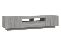 Set muebles TV con LEDs 2 piezas madera contrachapada gris Sonoma